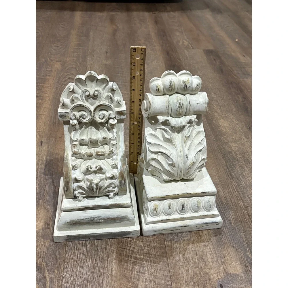 Ornate Decorative Corbels Architectural Brackets Acanthus Scroll Set 2 White